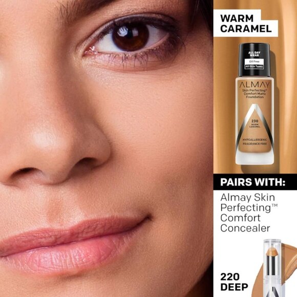 Almay Skin Perfecting Comfort Matte Foundation - 230 Warm Caramel - Picture 5 of 8